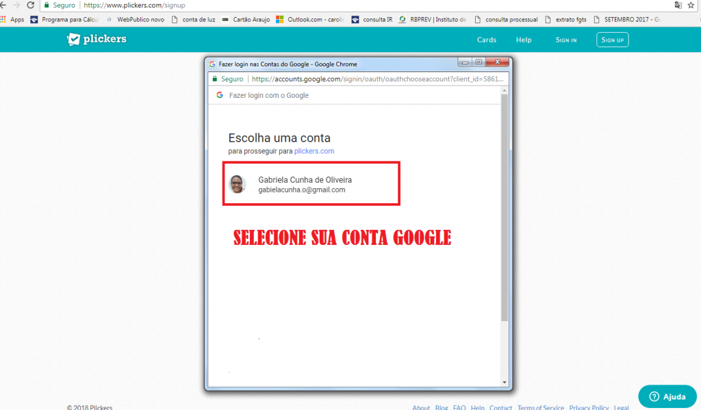 Acessando o Plickers com o Google